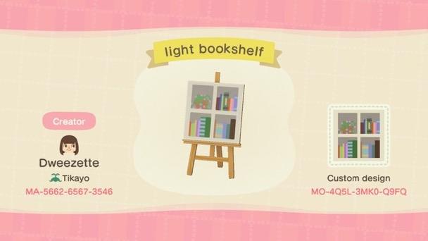 Animal Crossing Design Code: MO-4Q5L-3MK0-Q9FQ Light bookshelf