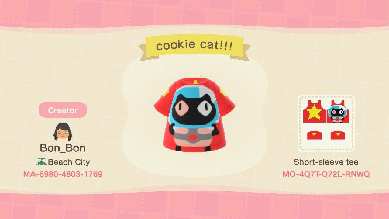 Animal Crossing Design Code: MO-4Q7T-Q72L-RNWQ SU cookie cat shirt