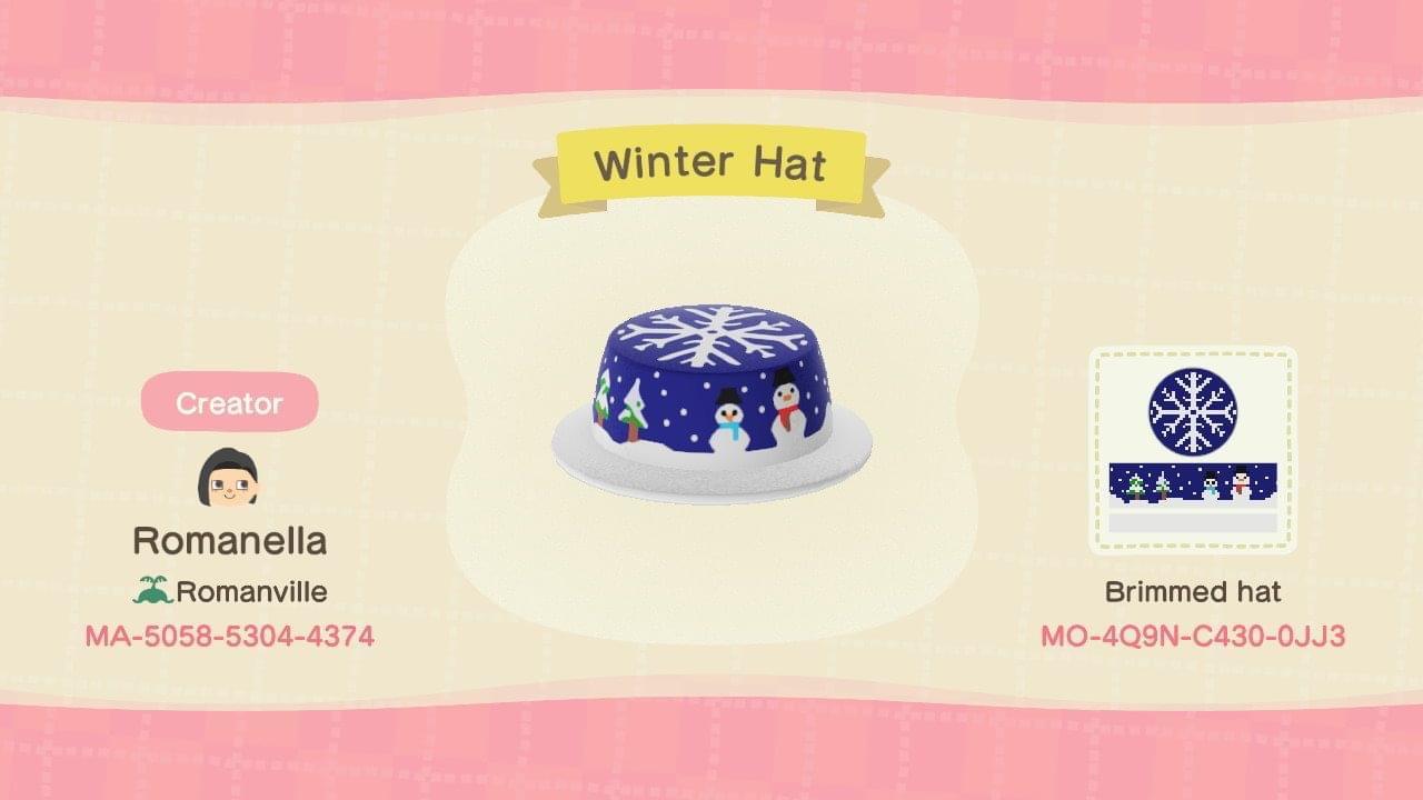 Animal Crossing Design Code: MO-4Q9N-C430-0JJ3 Winter Hat