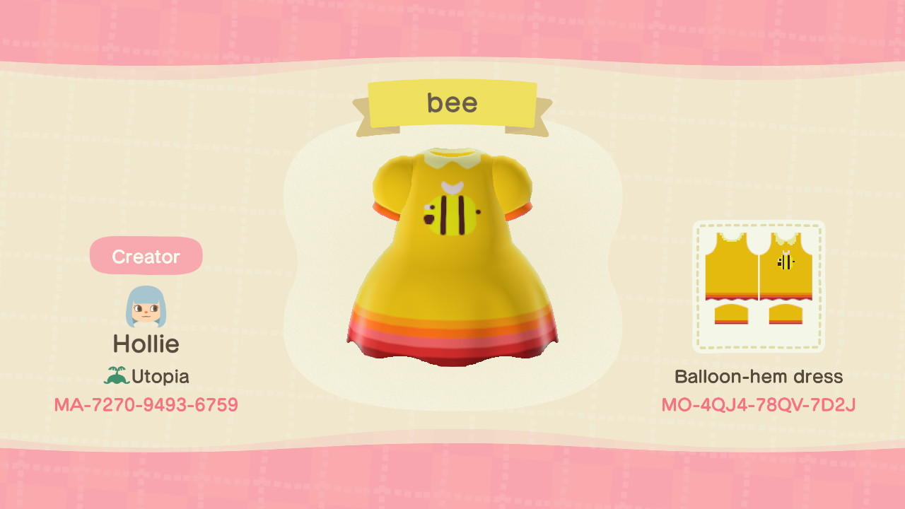 Animal Crossing Design Code: MO-4QJ4-78QV-7D2J bee