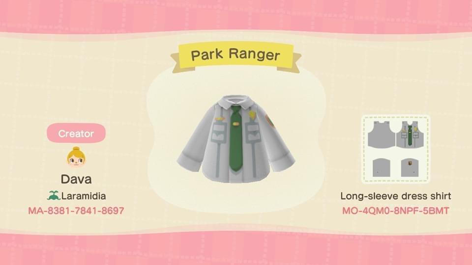 Animal Crossing Design Code: MO-4QM0-8NPF-5BMT Park Ranger