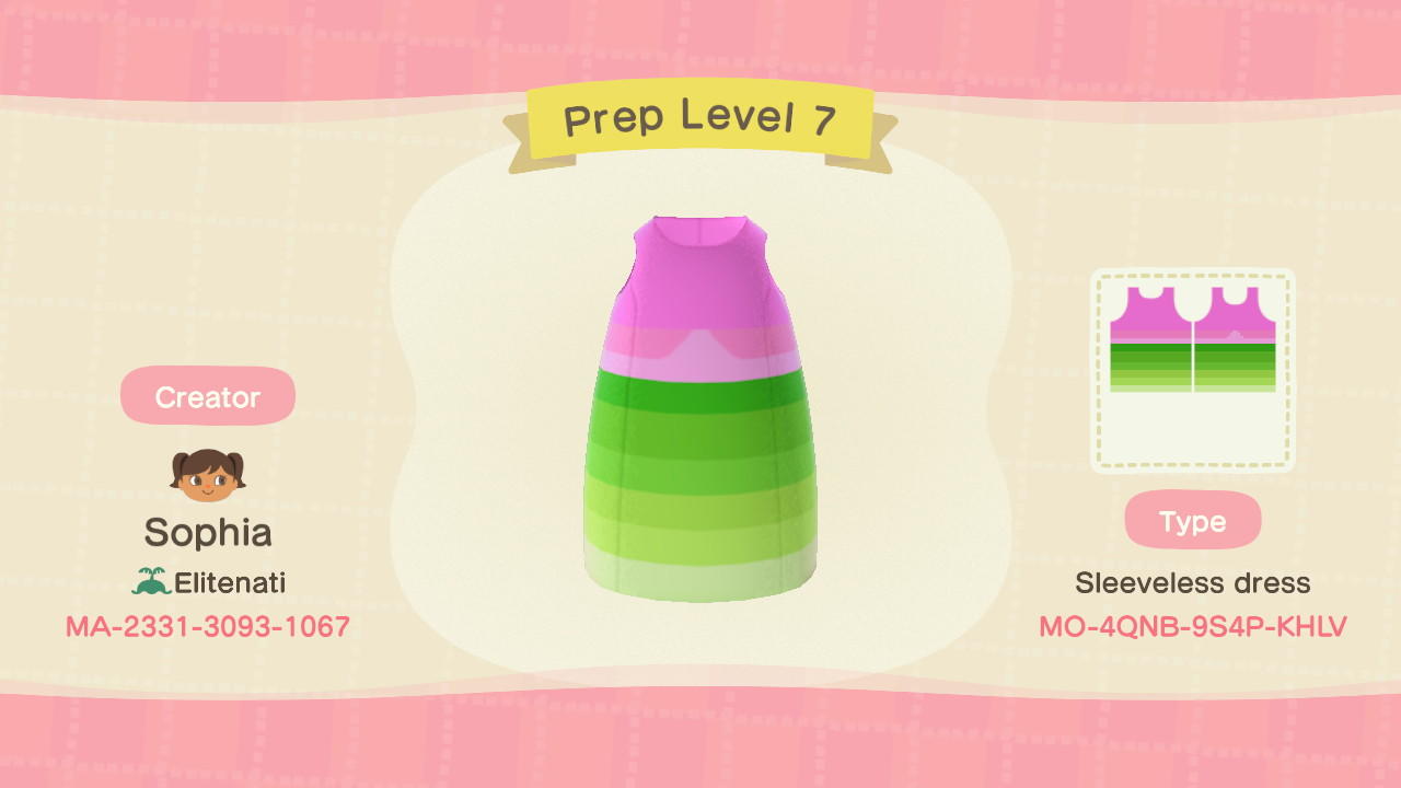 Animal Crossing Design Code: MO-4QNB-9S4P-KHLV Prep Level 7