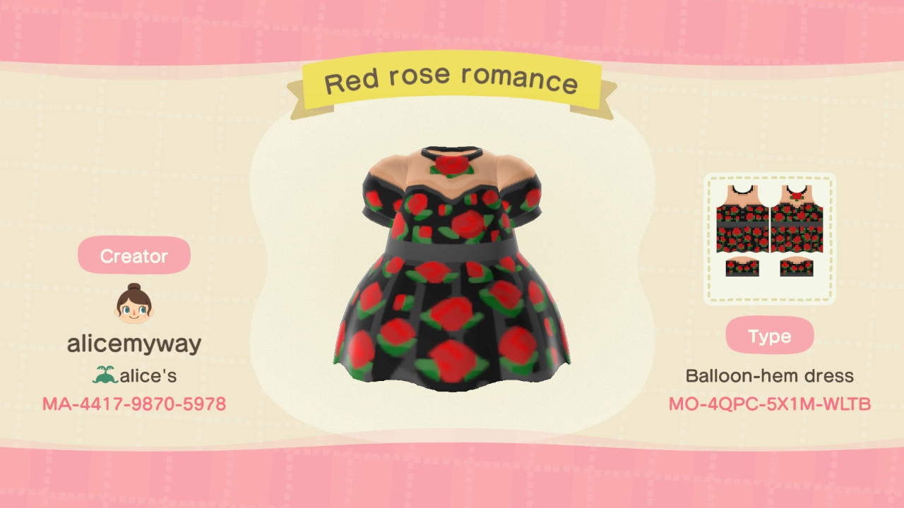 Animal Crossing Design Code: MO-4QPC-5X1M-WLTB Red rose romance