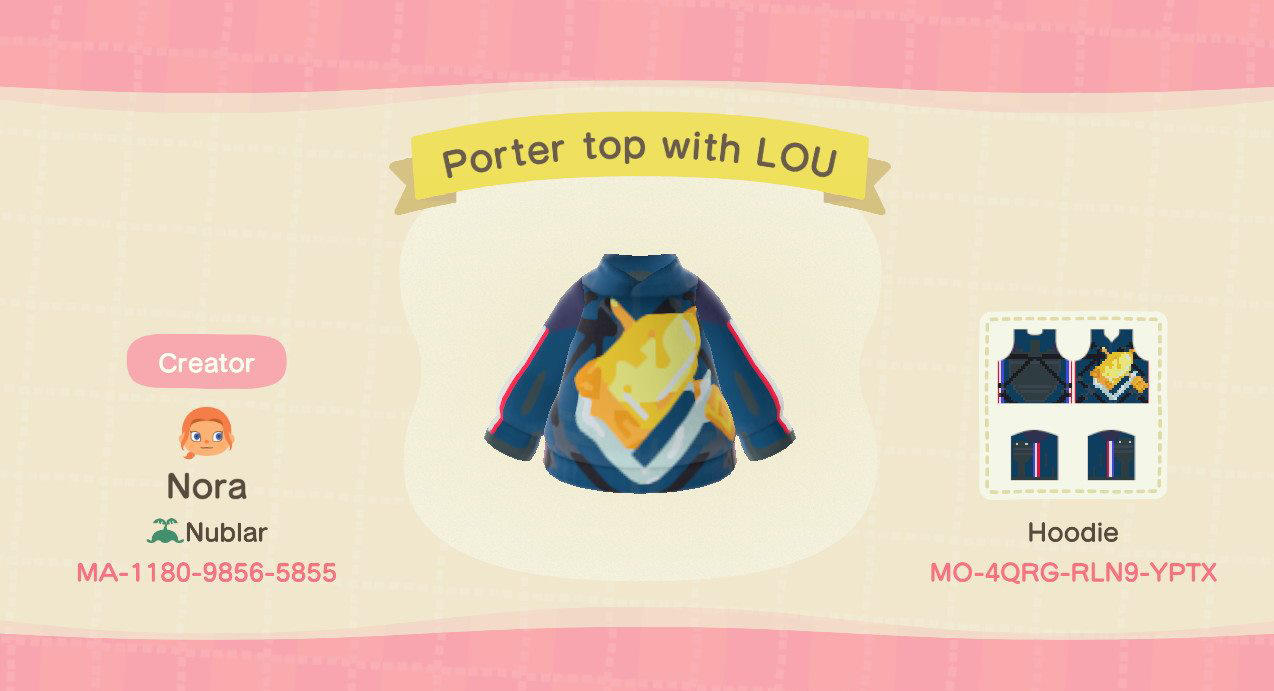 Animal Crossing Design Code: MO-4QRG-RLN9-YPTX Sam Porter and Lou