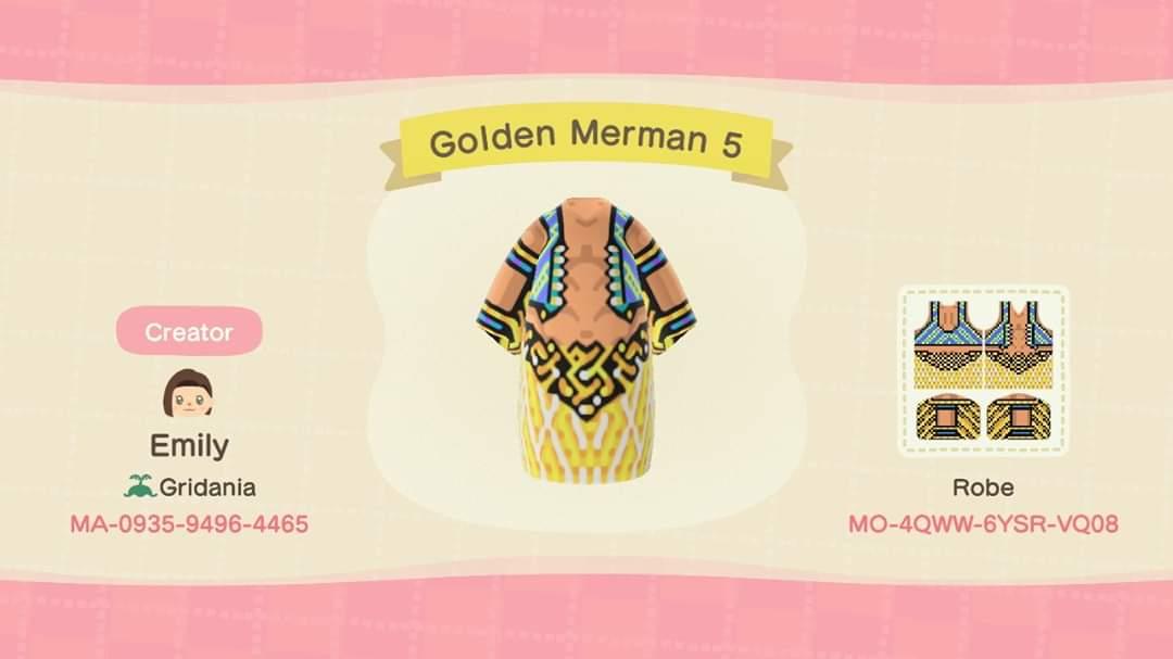Animal Crossing Design Code: MO-4QWW-6YSR-VQ08 Golden Merman 5