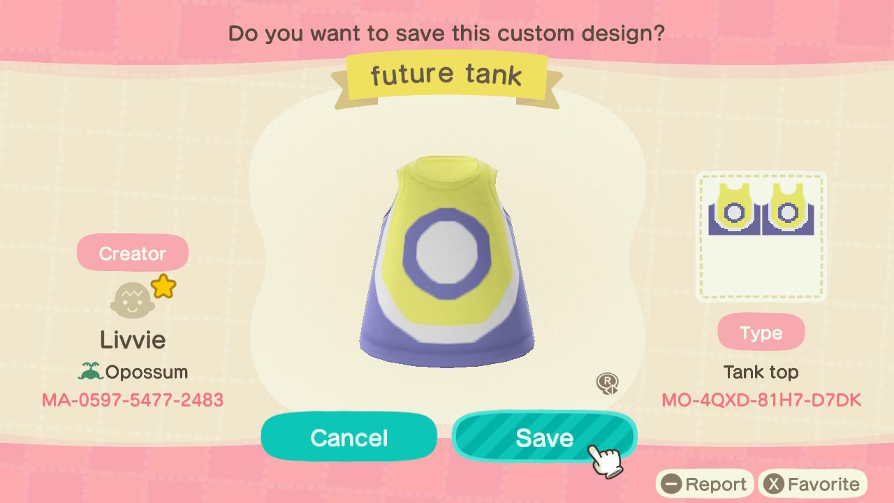 Animal Crossing Design Code: MO-4QXD-81H7-D7DK future tank