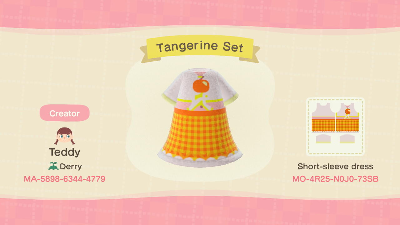 Animal Crossing Design Code: MO-4R25-J0J0-73SB Tangerine Set