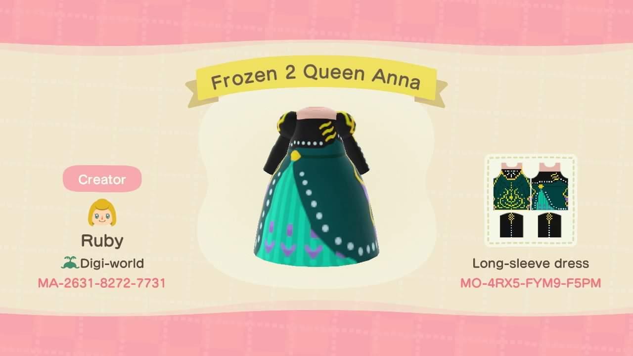 Animal Crossing Design Code: MO-4RX5-FYM9-F5PM Queen Anna Frozen 2