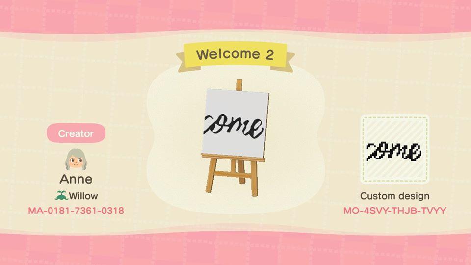 Animal Crossing Design Code: MO-4SVY-THJB-TVYY Welcome 2