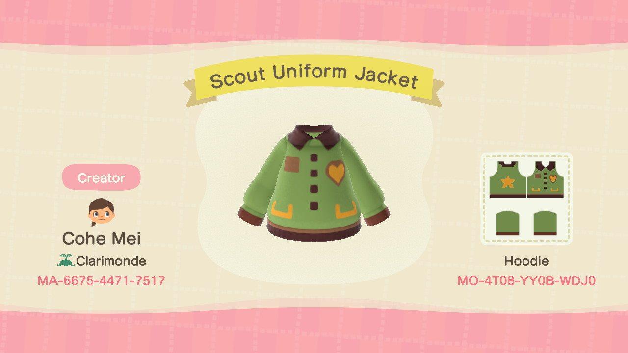 Animal Crossing Design Code: MO-4T08-YY0B-WDJ0 Kid Scouts Jacket