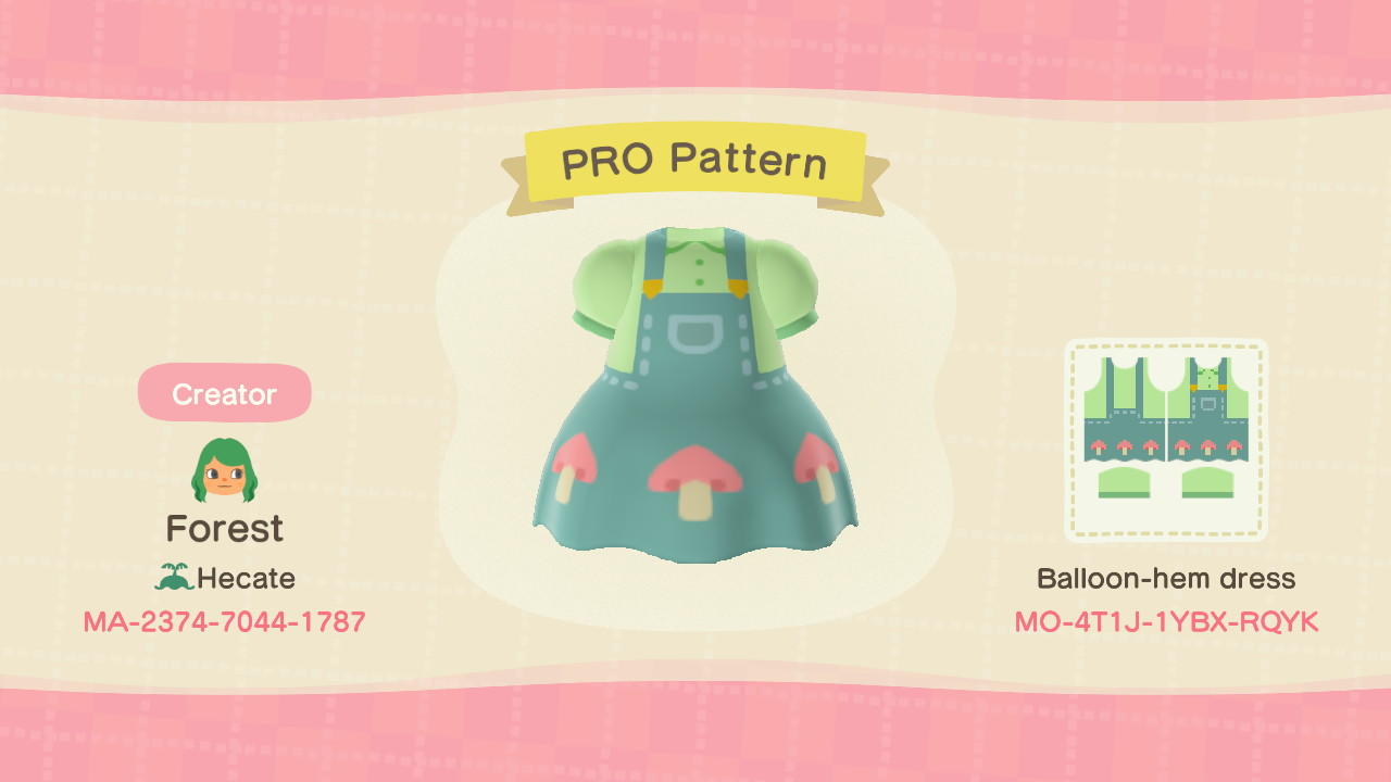 Animal Crossing Design Code: MO-4T1J-1YBX-RQYK Mush Overalls
