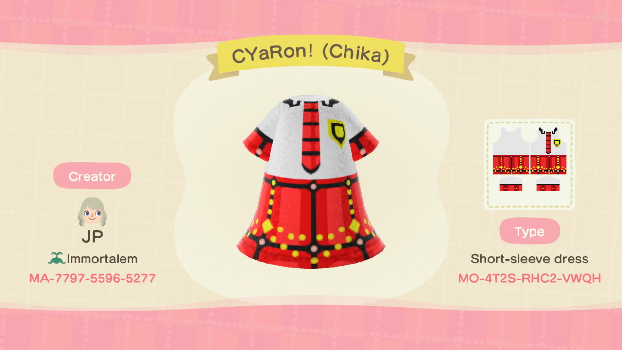 Animal Crossing Design Code: MO-4T2S-RHC2-VWQH CYaRon! (Chika)