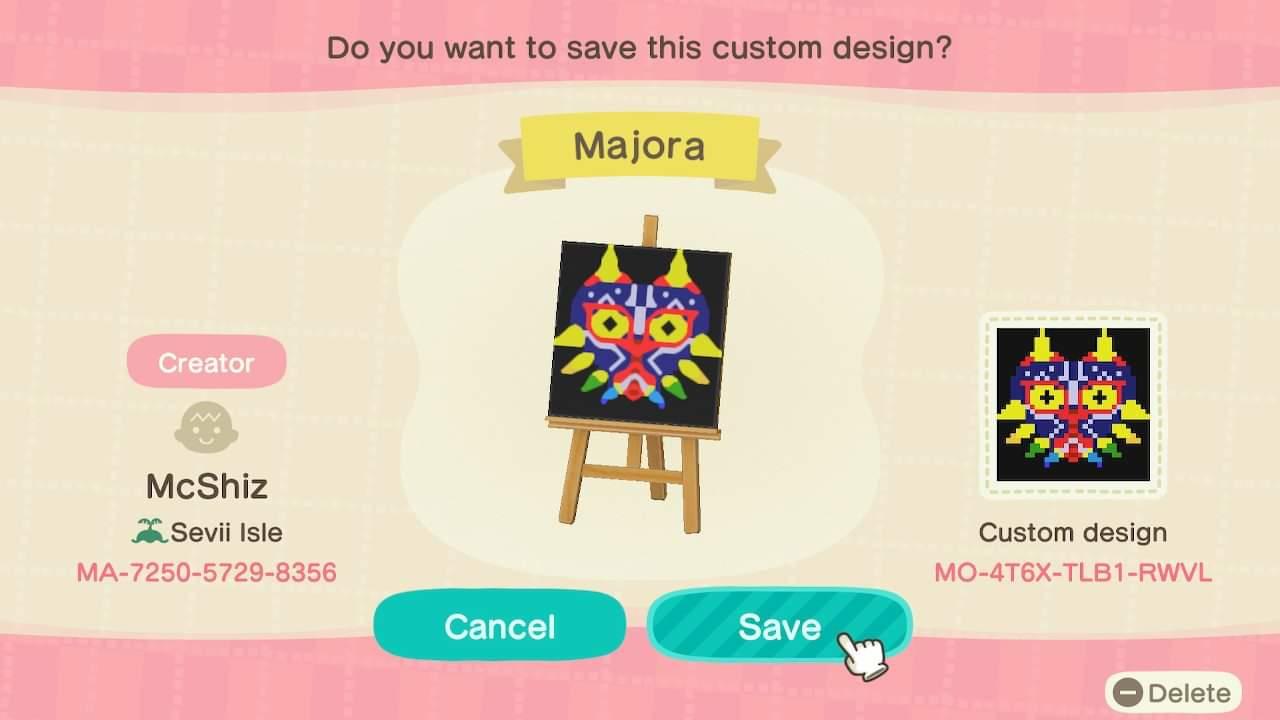 Animal Crossing Design Code: MO-4T6X-TLB1-RWVL Majora
