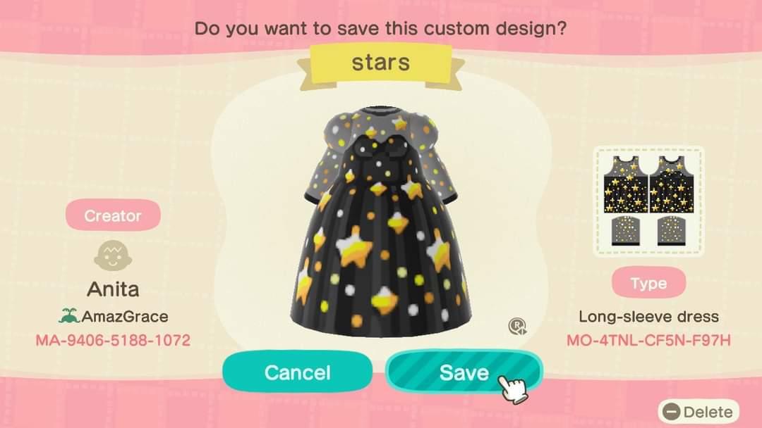 Animal Crossing Design Code: MO-4TNL-CF5N-F97H Stars