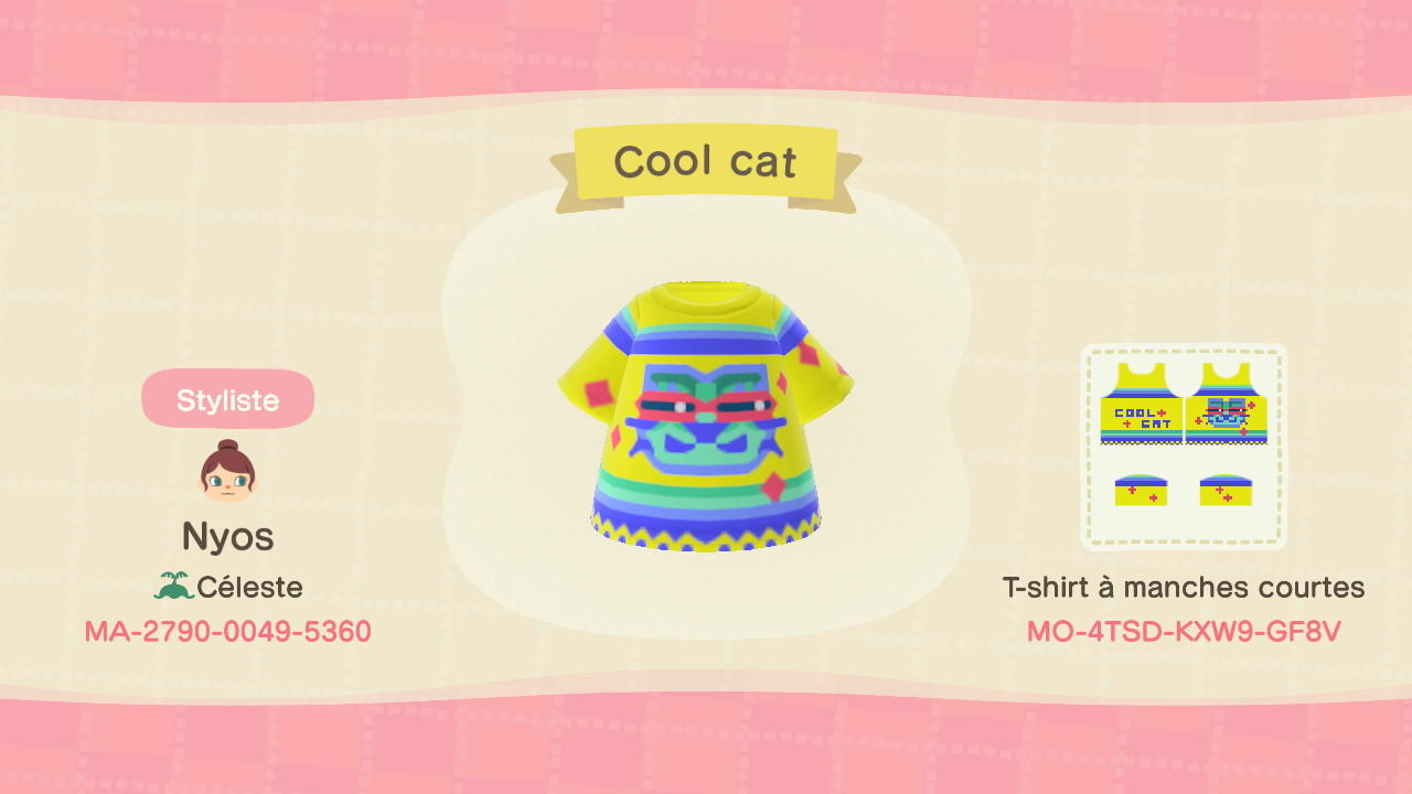 Animal Crossing Design Code: MO-4TSD-KXW9-GF8V Cool cat