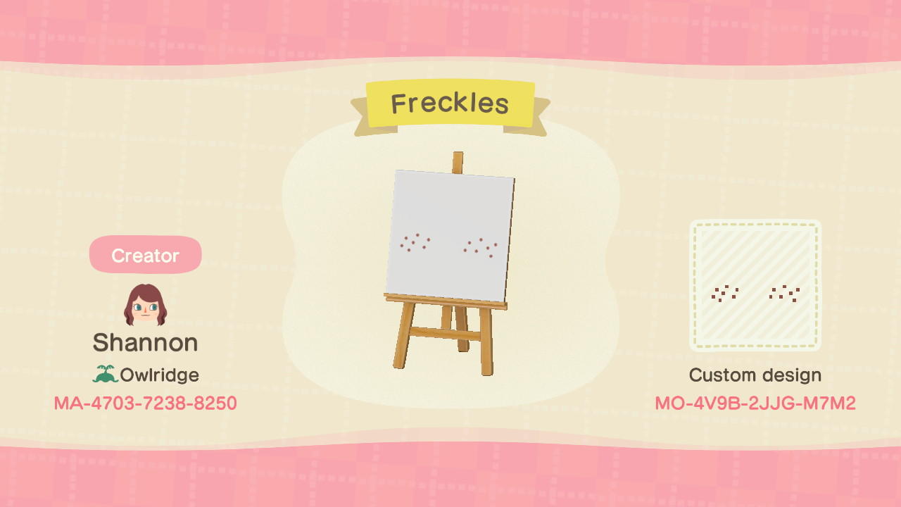 Animal Crossing Design Code: MO-4V9B-2JJG-M7M2 Simple Freckles