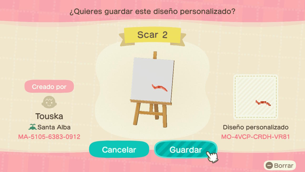 Animal Crossing Design Code: MO-4VCP-CRDH-VR81 Eye scar 2