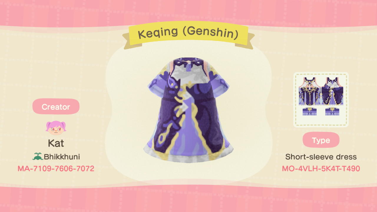 Animal Crossing Design Code: MO-4VLH-5K4T-T490 Keqing (Genshin)