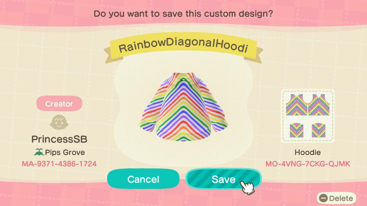 Animal Crossing Design Code: MO-4VNG-7CKG-QJMK Rainbow Diagonal Str