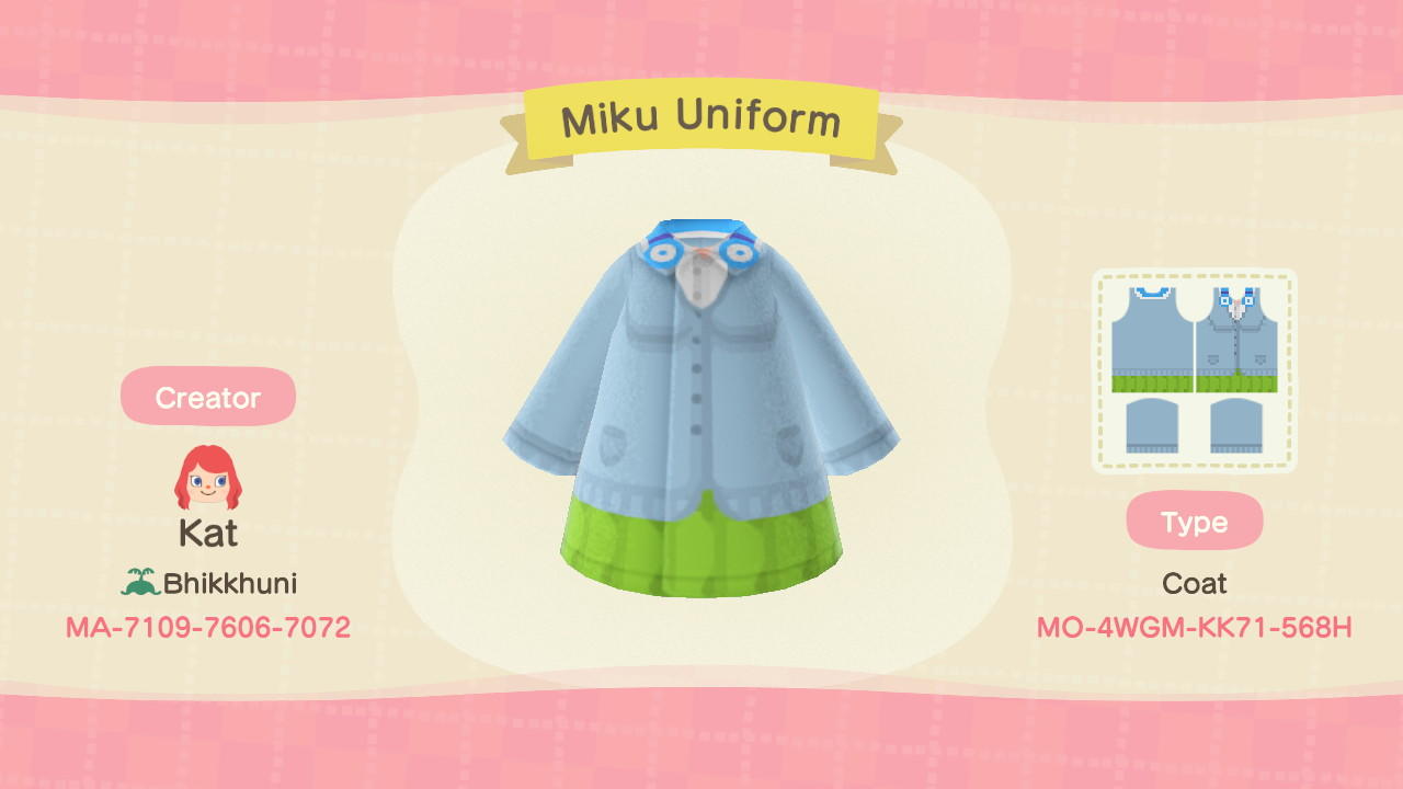 Animal Crossing Design Code: MO-4WGM-KK71-568H Miku Nakano