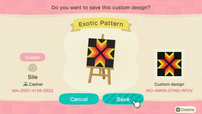 Animal Crossing Design Code: MO-4WKN-D7ND-RFDV Exotic pattern