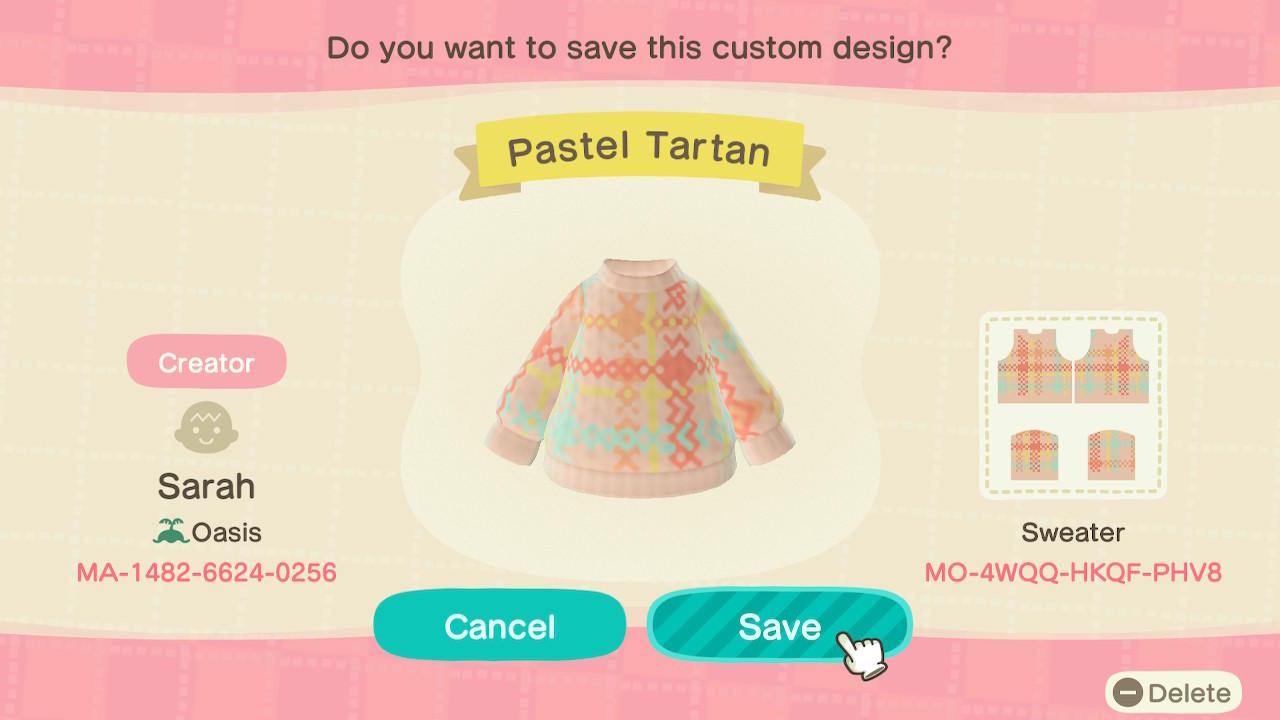 Animal Crossing Design Code: MO-4WQQ-HKQF-PHV8 Pastel Tartan
