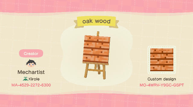 Animal Crossing Design Code: MO-4WRV-Y9GC-GSPT oak wood