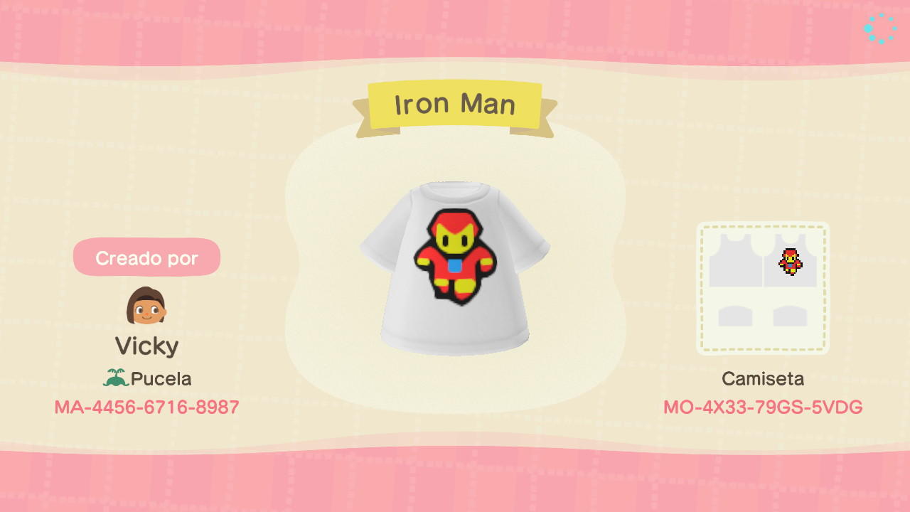 Animal Crossing Design Code: MO-4X33-79GS-5VDG Iron Man Shirt