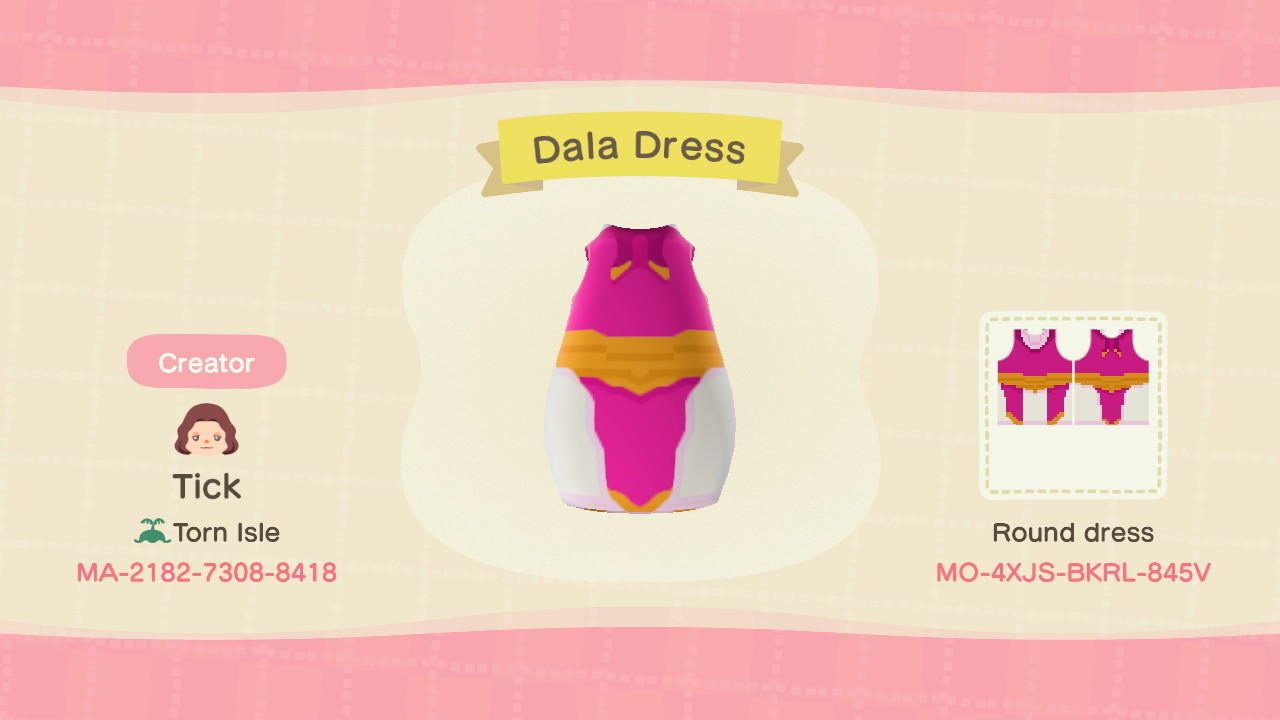 Animal Crossing Design Code: MO-4XJS-BKRL-845V Dala Dress