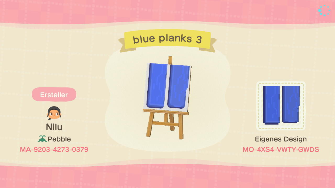 Animal Crossing Design Code: MO-4XS4-VWTY-GWDS blue planks 3