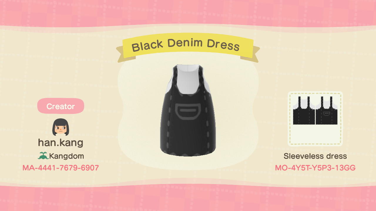 Animal Crossing Design Code: MO-4Y5T-Y5P3-13GG Black Denim Dress