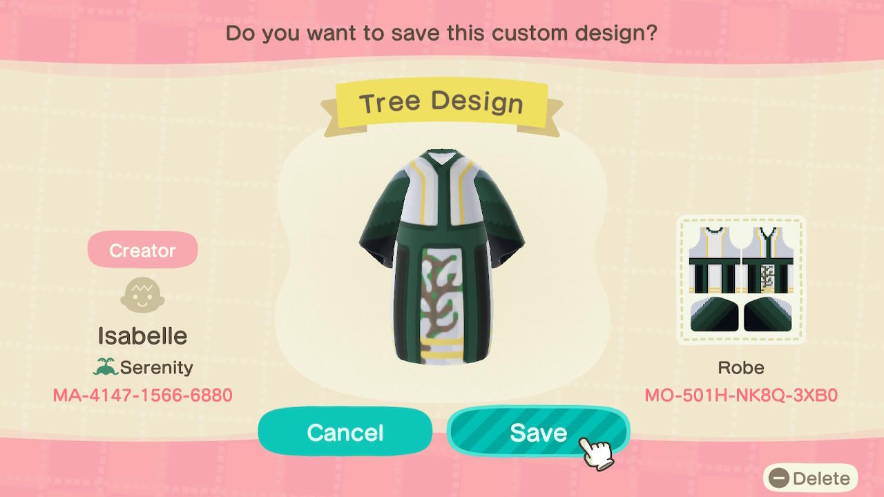 Animal Crossing Design Code: MO-501H-NK8Q-3XB0 Tree Design
