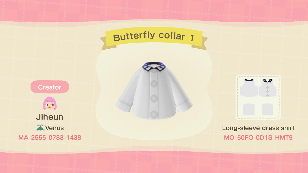 Animal Crossing Design Code: MO-50FQ-0D1S-HMT9 Butterfly Collar 1