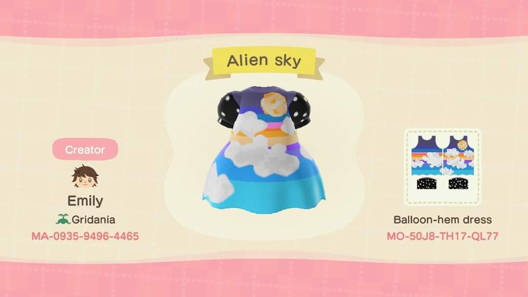 Animal Crossing Design Code: MO-50J8-TH17-QL77 Alien sky
