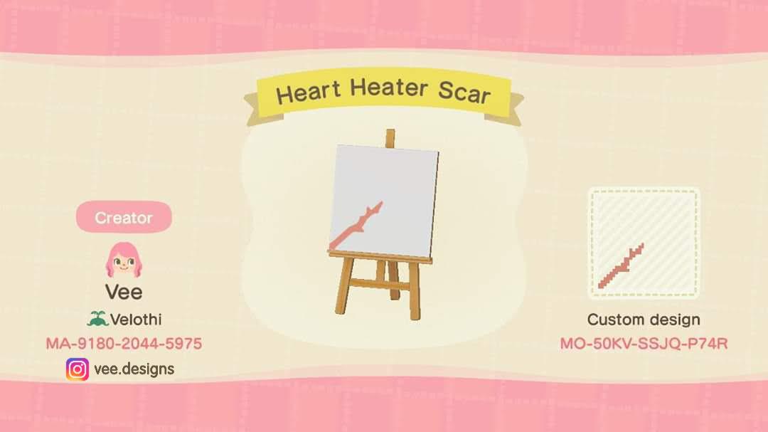 Animal Crossing Design Code: MO-50KV-SSJQ-P74R Heart Heater Scar
