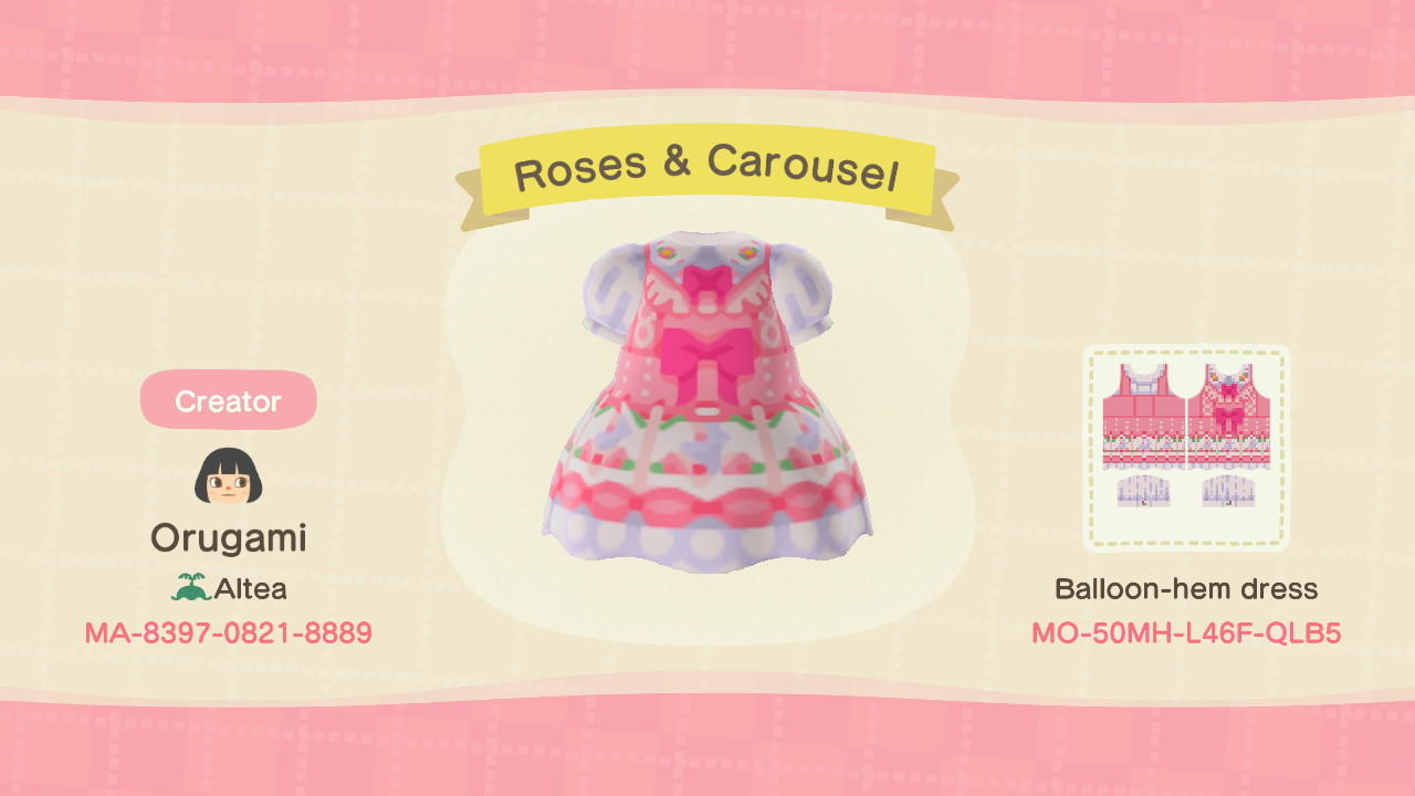 Animal Crossing Design Code: MO-50MH-L46F-QLB5 Roses & Carousel