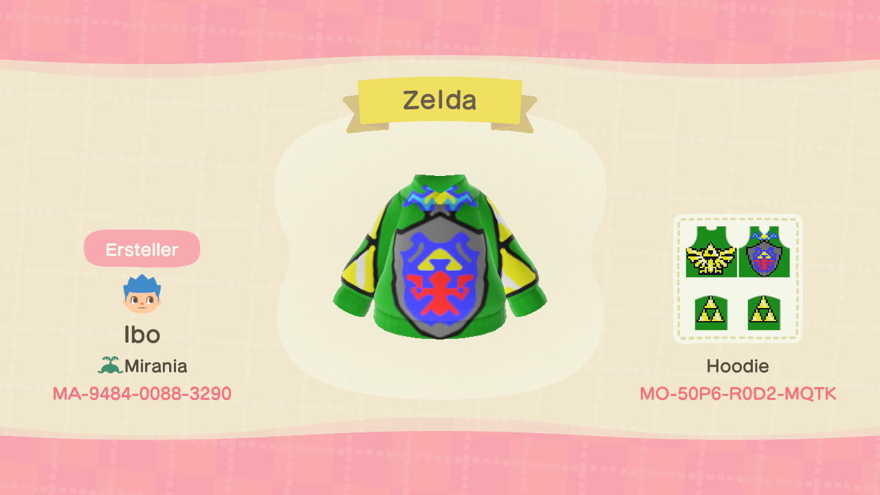 Animal Crossing Design Code: MO-50P6-R0D2-MQTK Zelda