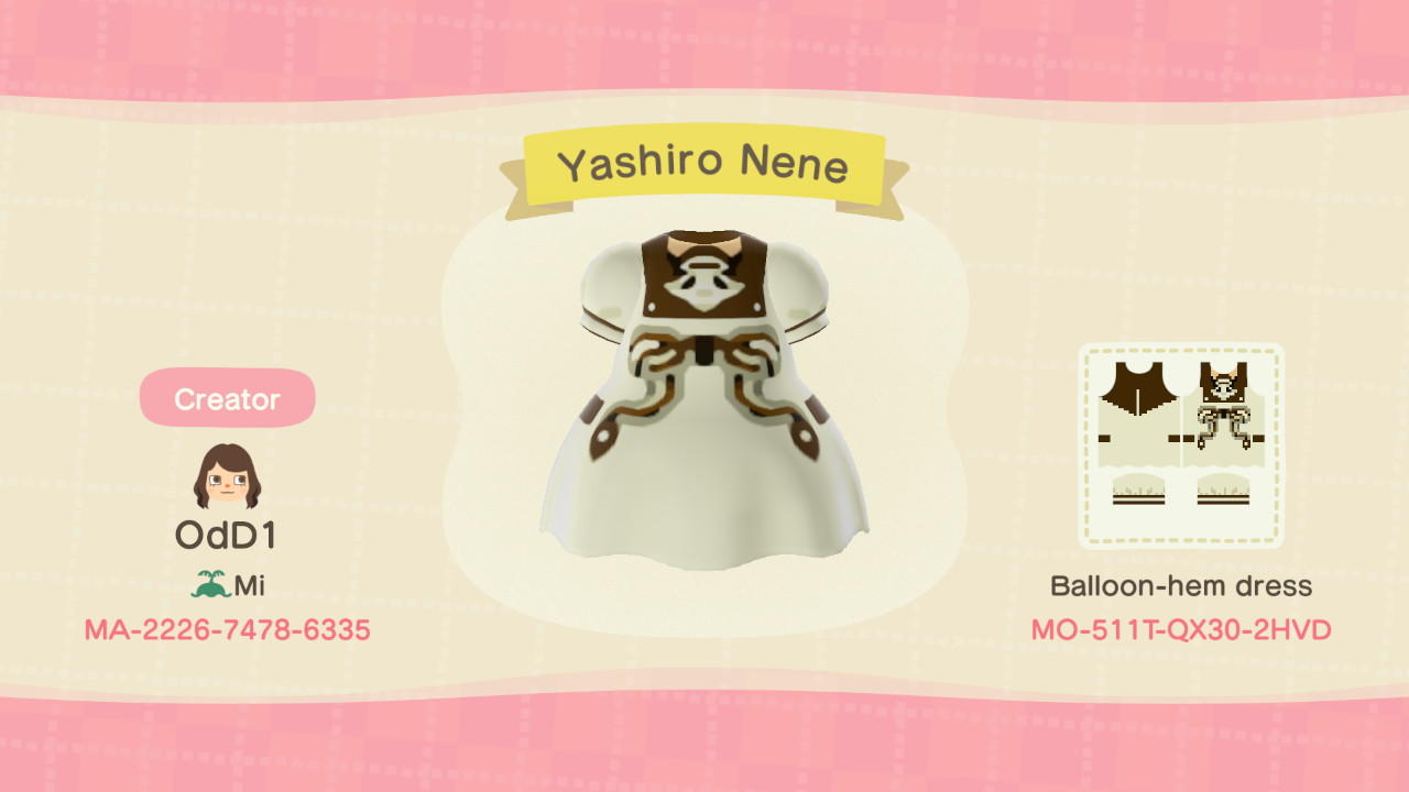 Animal Crossing Design Code: MO-511T-QX30-2HVD Yashiro Nene