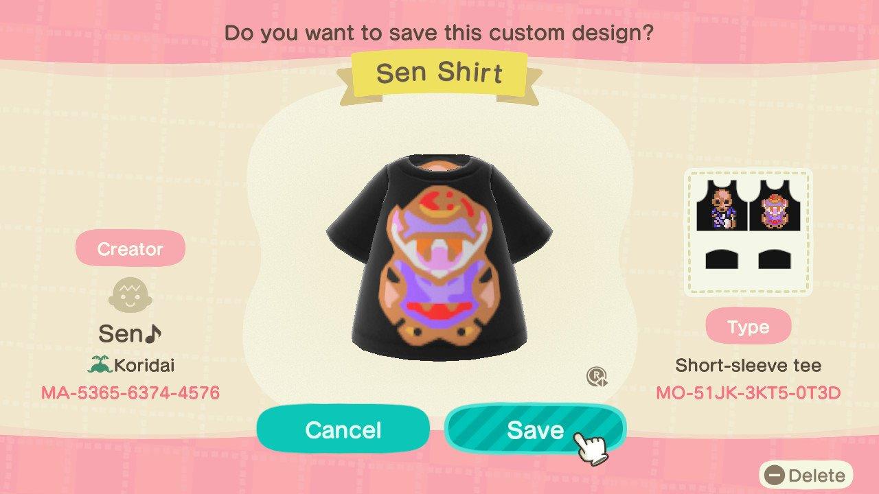 Animal Crossing Design Code: MO-51JK-3KT5-0T3D Sen Shirt