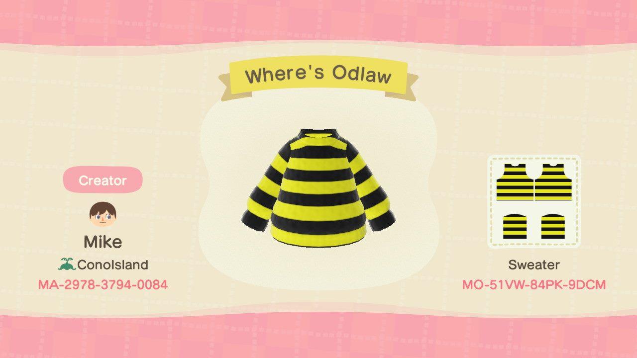 Animal Crossing Design Code: MO-51VW-84PK-9DCM Odlaw Top