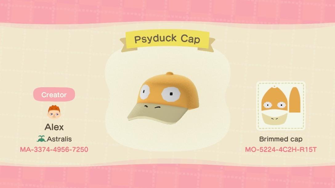 Animal Crossing Design Code: MO-5224-4C2H-R15T Psyduck Cap