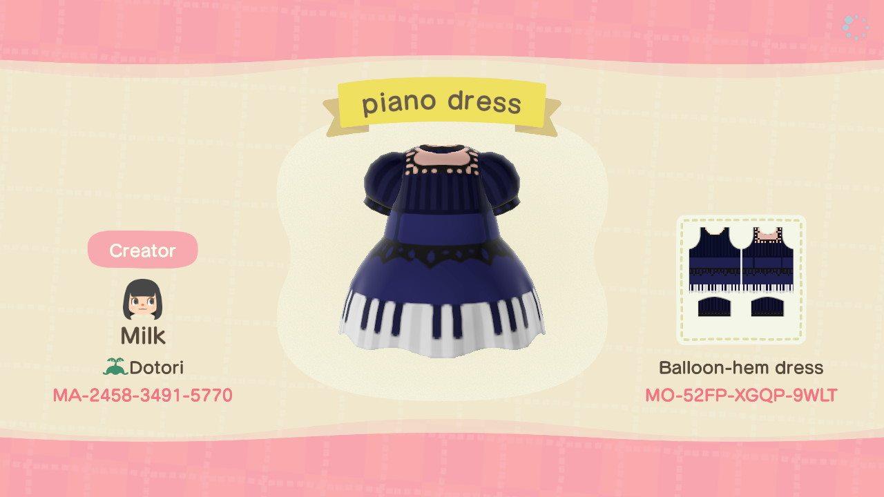 Animal Crossing Design Code: MO-52FP-XGQP-9WLT piano dress