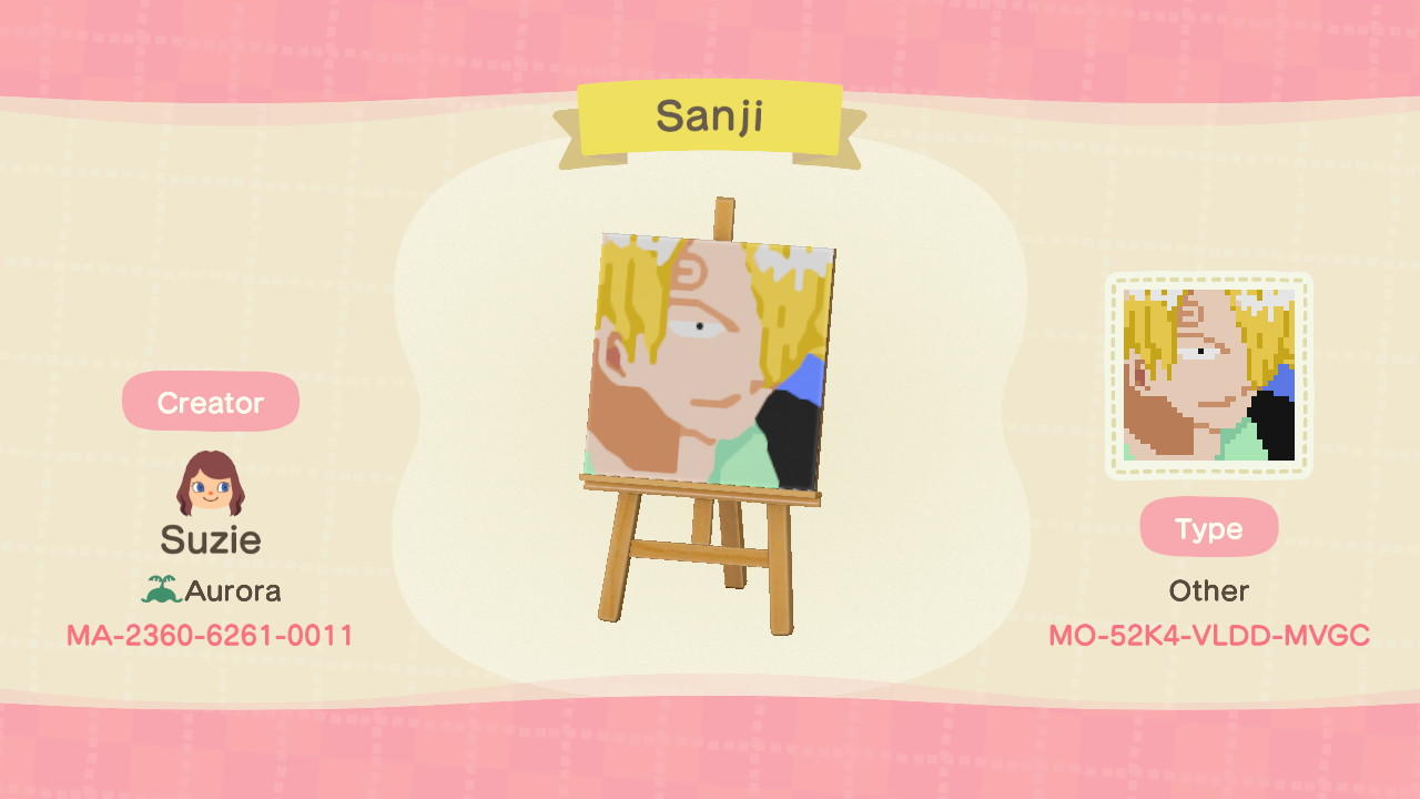 Animal Crossing Design Code: MO-52K4-VLDD-MVGC One Piece Sanji
