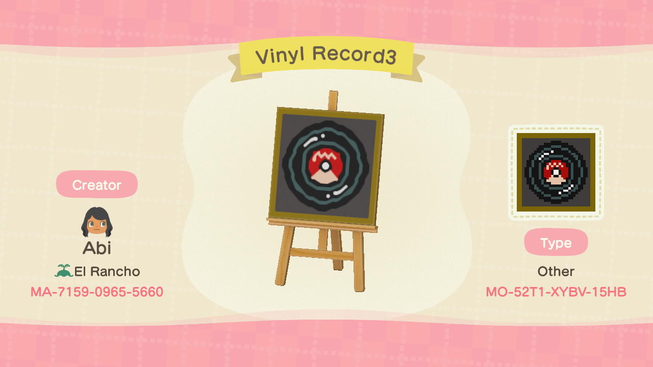Animal Crossing Design Code: MO-52T1-XYBV-15HB Vinyl Record 3