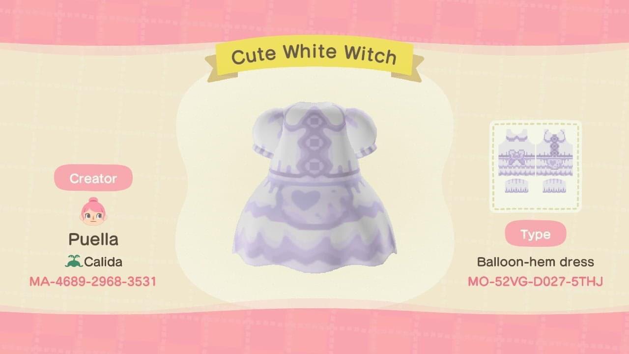 Animal Crossing Design Code: MO-52VG-D027-5THJ Cute White Witch