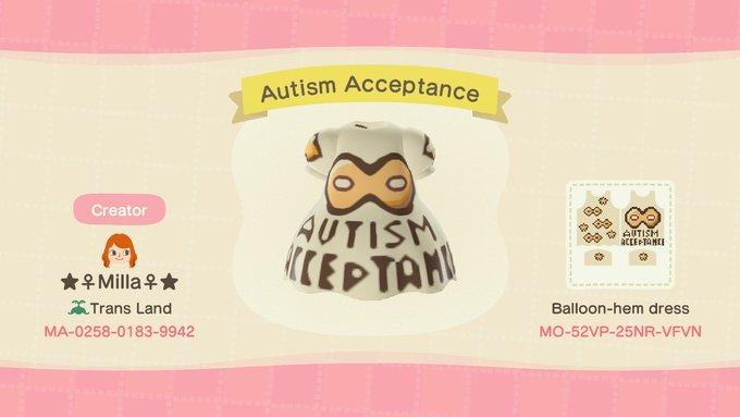 Animal Crossing Design Code: MO-52VP-25NR-VFVN Autism Acceptance