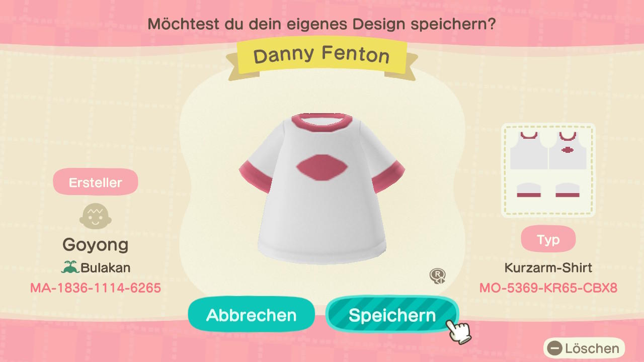 Animal Crossing Design Code: MO-5369-KR65-CBX8 Danny Fenton