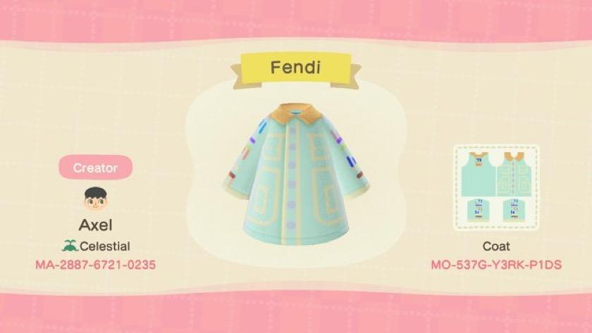 Animal Crossing Design Code: MO-537G-Y3RK-P1DS Fendi