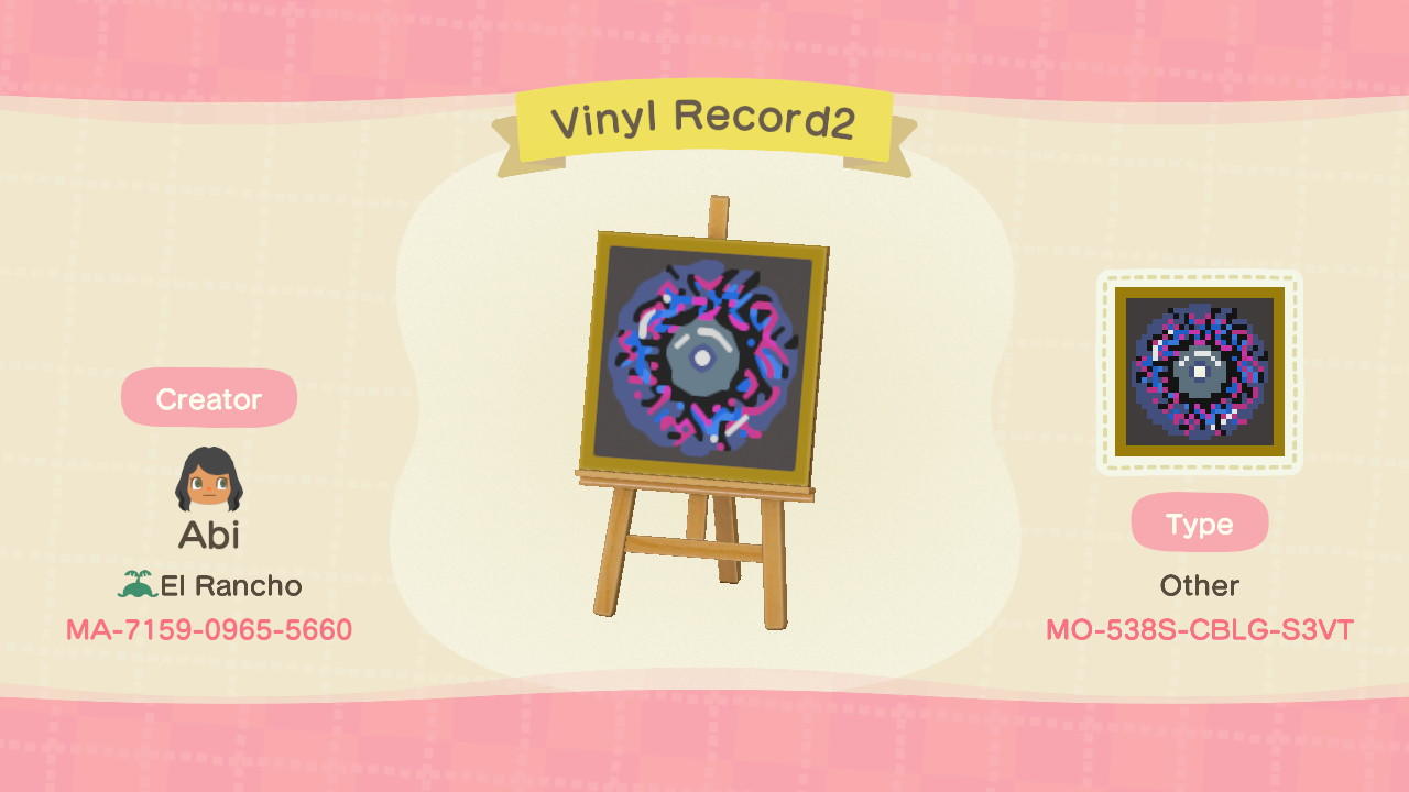 Animal Crossing Design Code: MO-538S-CBLG-S3VT Vinyl Record 2