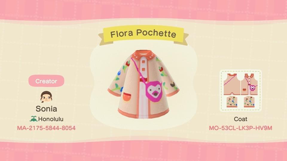 Animal Crossing Design Code: MO-53CL-LK3P-HV9M Flora Pochette